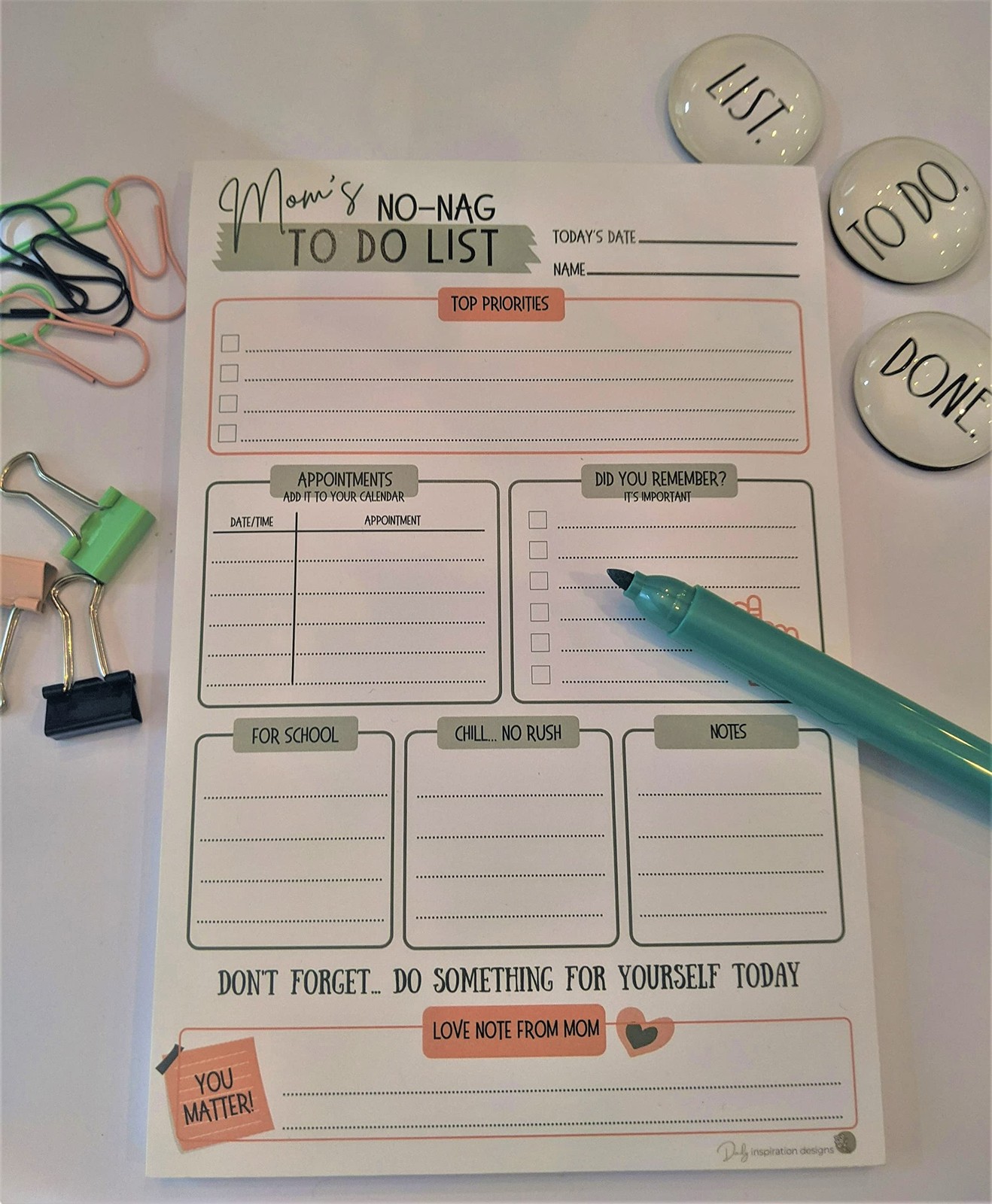 Mom’s No-Nag To-Do List, 50 Tear-Off 6″x9″ 6 inches X 9 inches, Multi-Colored