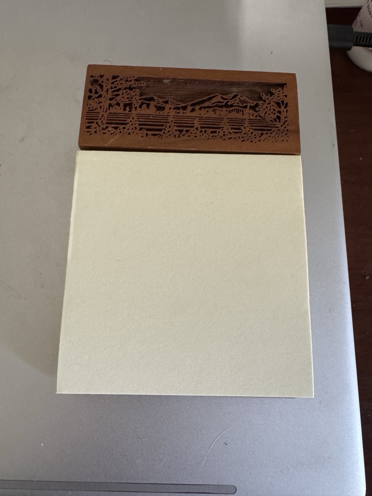Wooden Laser Engraved Handcrafted Desk Organizer – For 3”x3” Sticky Note Holder