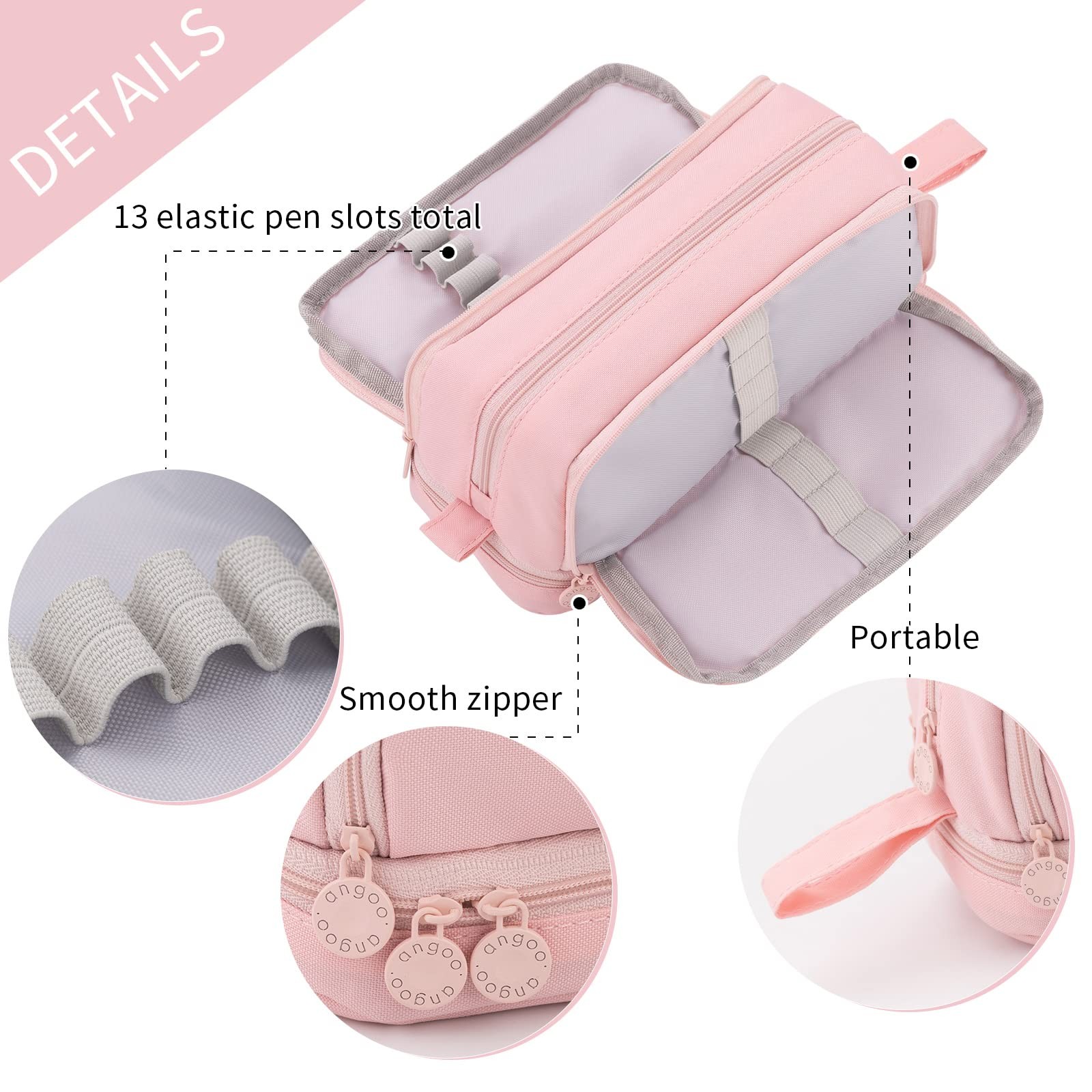 Large Pencil Case 4Compartments MultiSlot Bag School Supplies Organizer For Girl