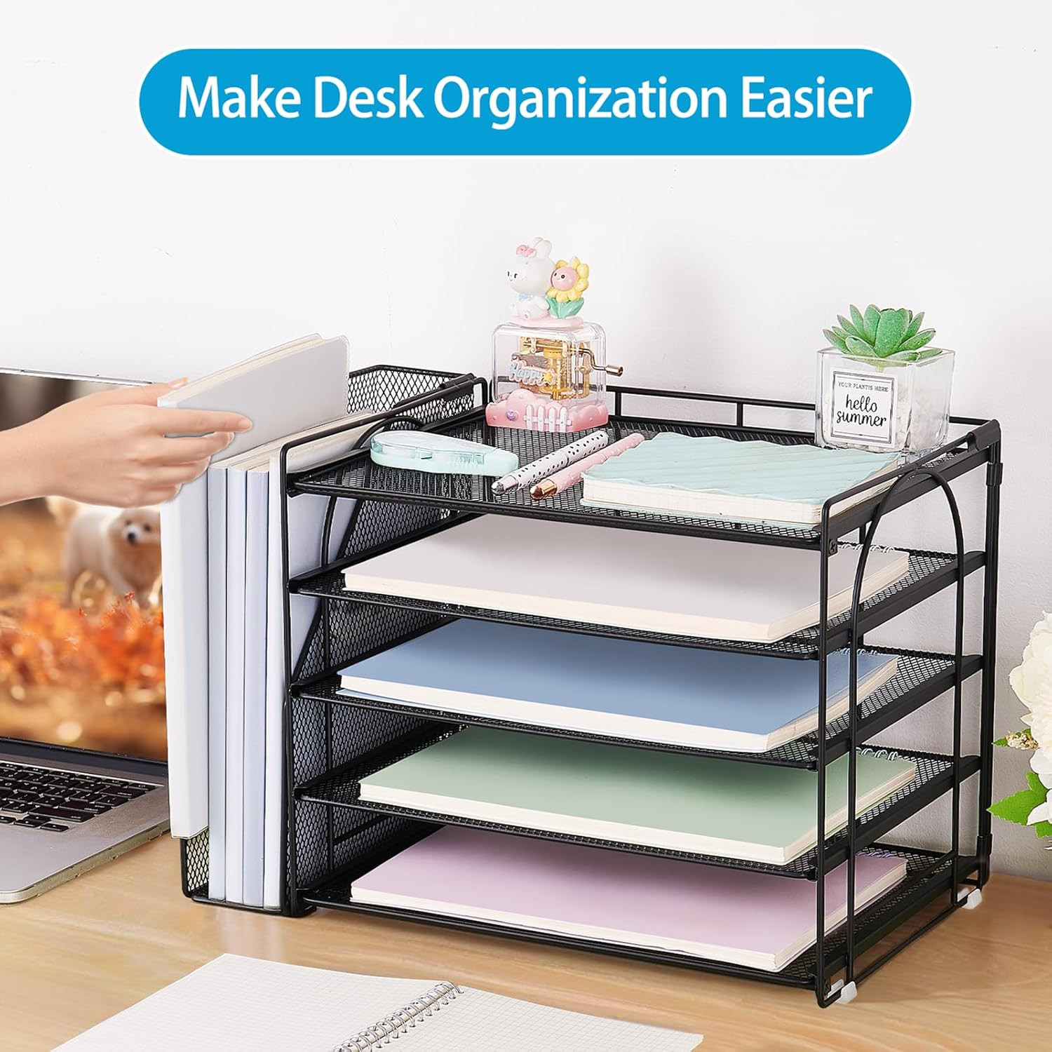 AUPSEN Desk Organizers and Accessories, 5-Tier Desktop Paper File Organizer with