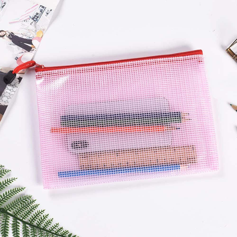 10 Pcs Zipper File Bags Waterproof Plastic Mesh Pouch for Office School Board…
