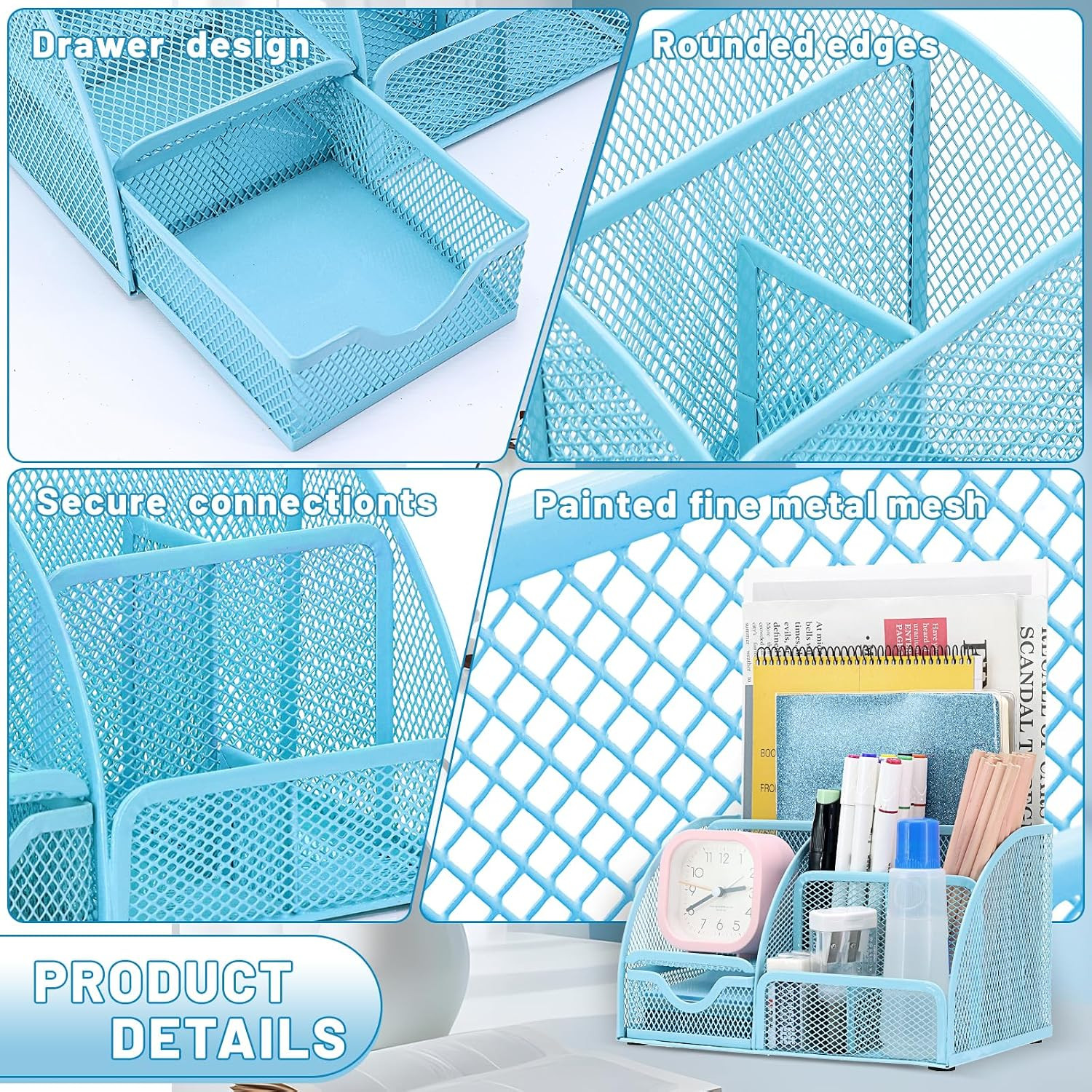13-In-1 Office Desk Organizer Set with Stapler and Tape Dispenser, Pen Holder, S