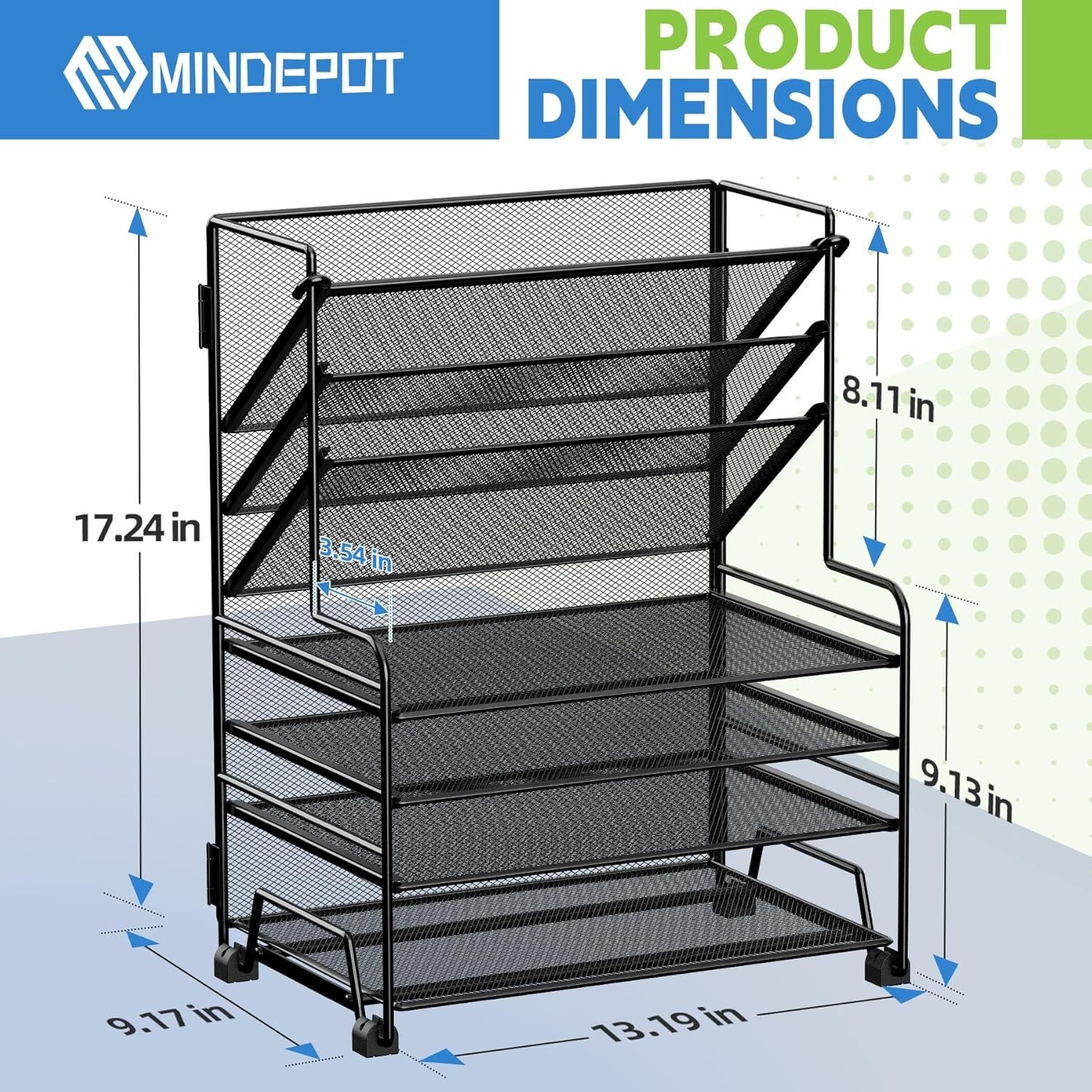 4-Tier Paper Organizer + 3-Pocket File Holder + Drawer + Pen Holders, Desktop…