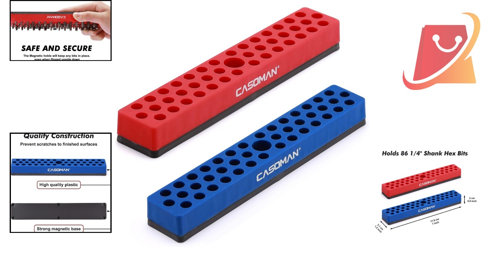 14-Inch Hex Bit Organizer Magnetic Base 86 Hole Storage for Tools