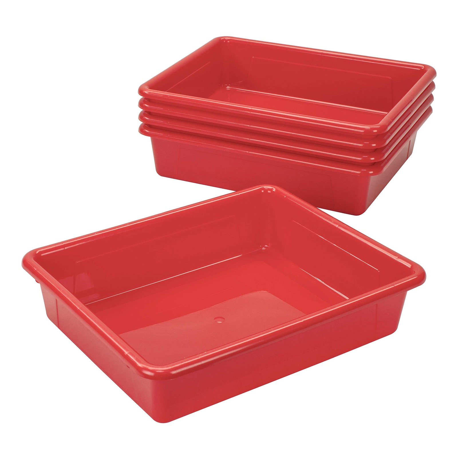 Storex Letter Size Flat Storage Bin For Classroom Office And Home Red 5-Pack 10