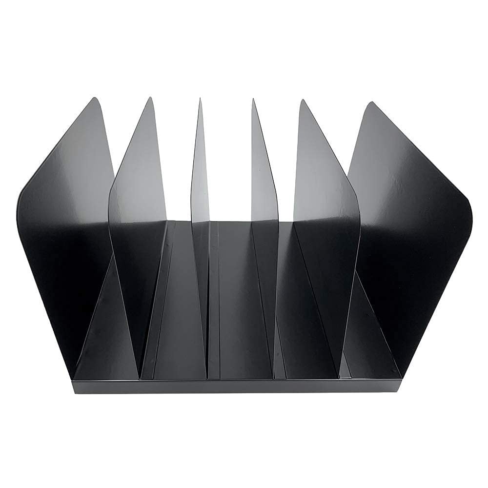 Huron Vertical 5 Slot Steel Desk Organizer/Sorter, Black Standard,