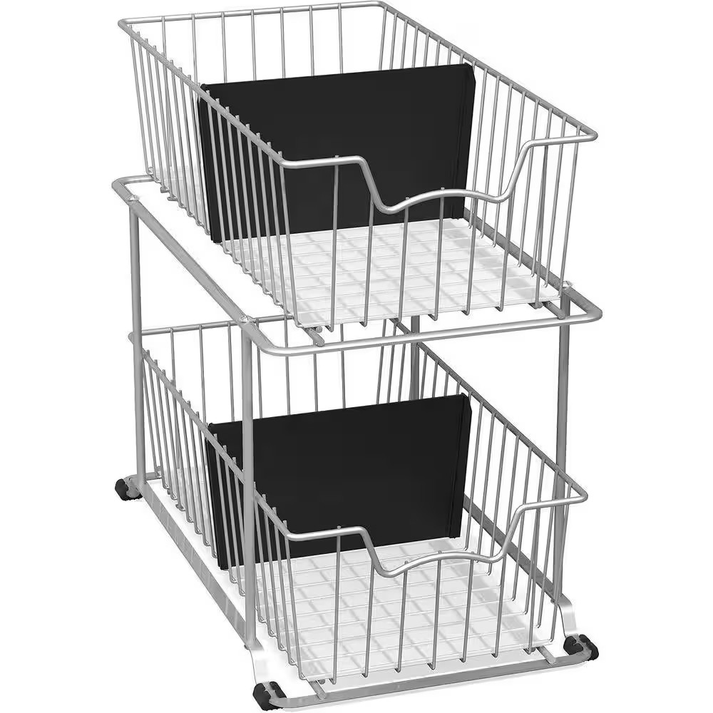 Grey 8 In. X 12.8 In. Metal Modern Desk Organizer Drawer