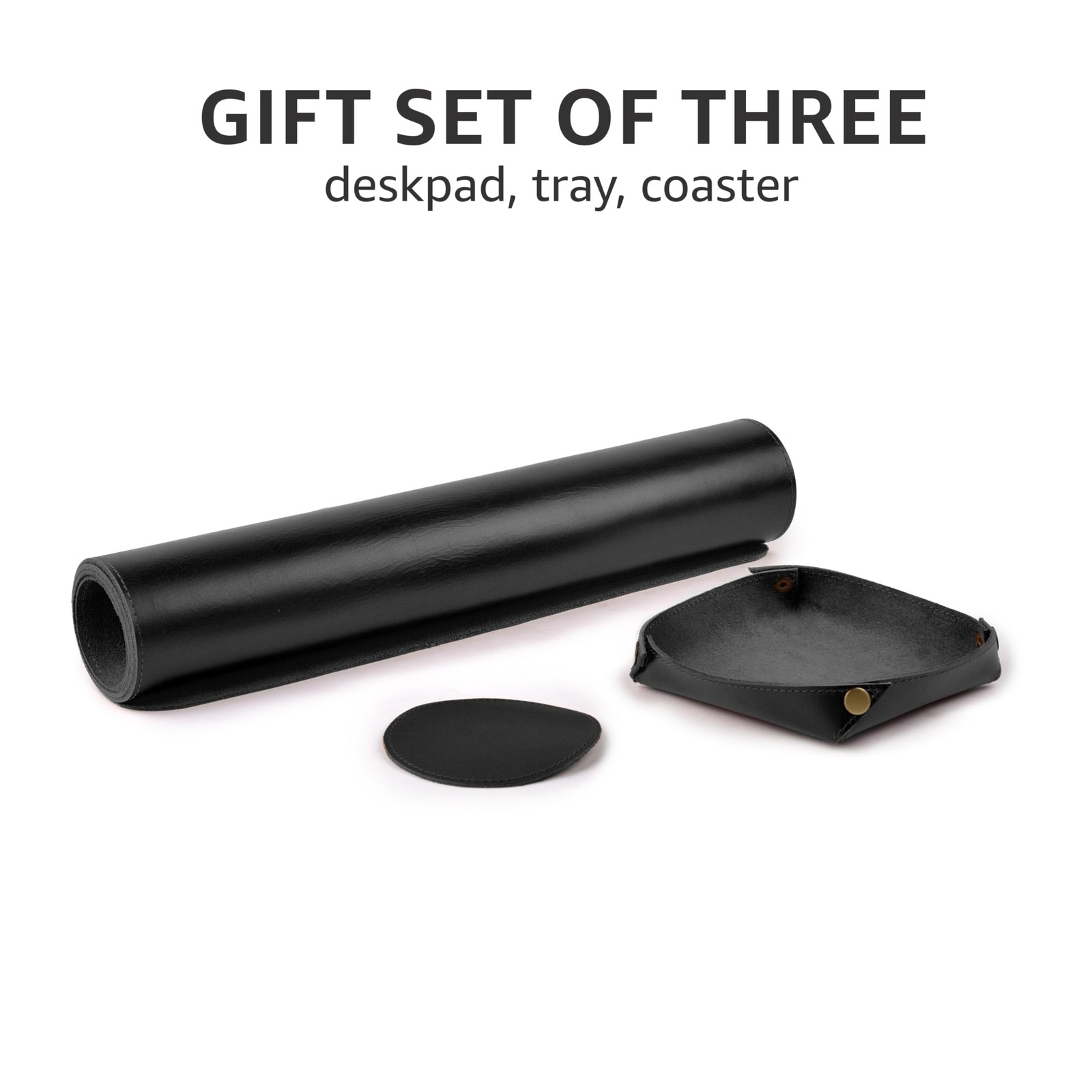 LEATHER VILLAGE Real Leather Desk Pad (3mm) Thick Double 32×16 Inch, Black