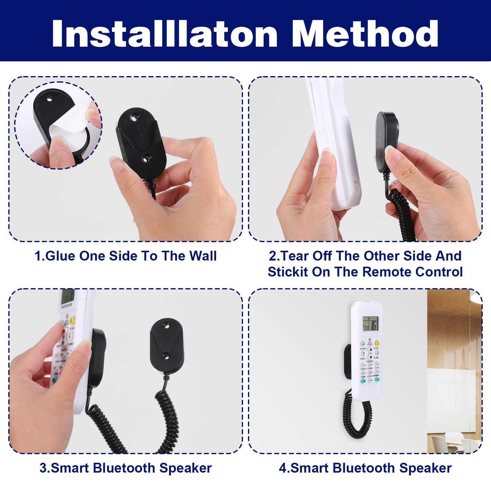 2 Pcs Magnetic Remote Control Holder with Spring Rope for TV Fan Air Conditioner