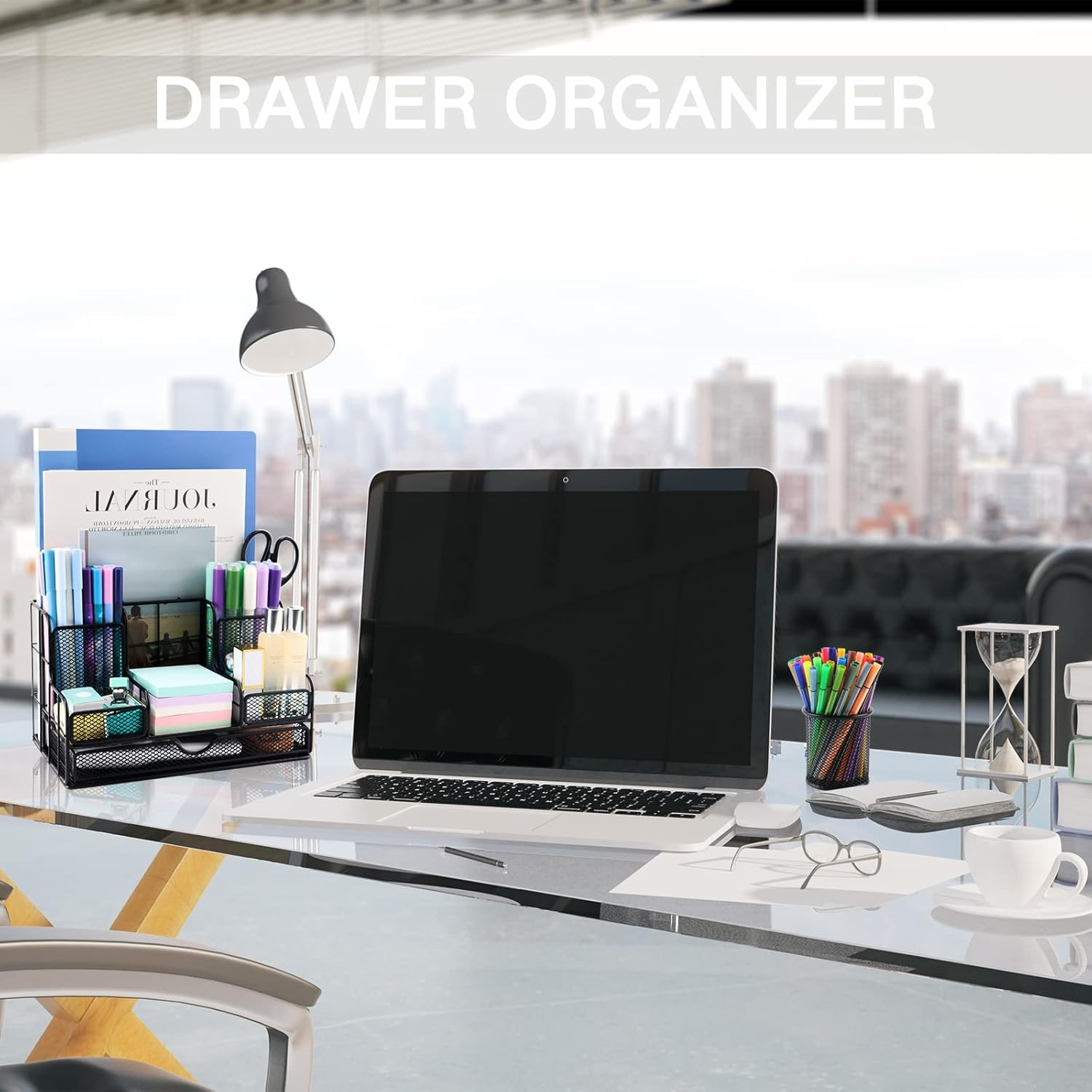 Desk Organizers Caddy and Accessories with 7 Compartments + Pen Holder / 72 Clip