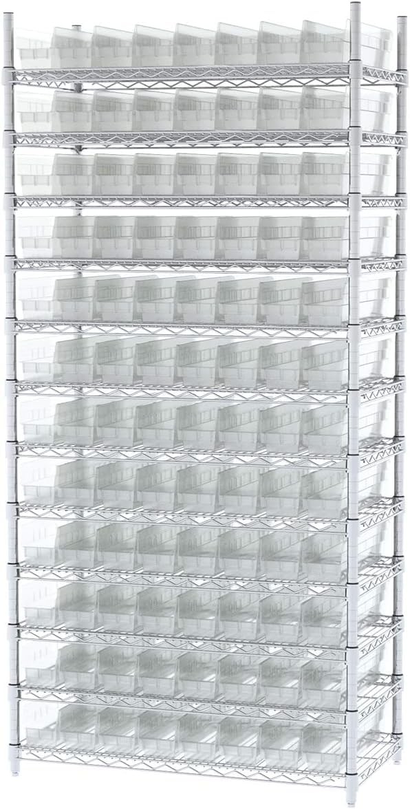 Akro-Mils 30128 Plastic Shelf Bins, Heavy 18-Inch x 4-Inch x 4-Inch, Clear