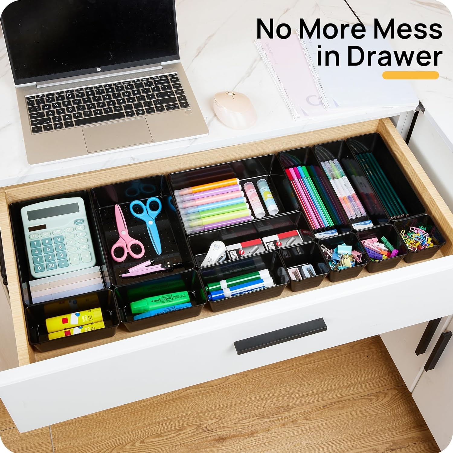 25 PCS Office Desk Drawer Organizers Set 4-Size Versatile Plastic Drawer