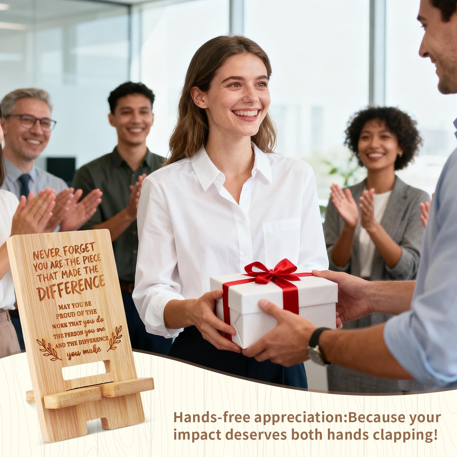 12Pcs Employee Appreciation Gifts Wooden Phone Stand 12, Natural Wood Color