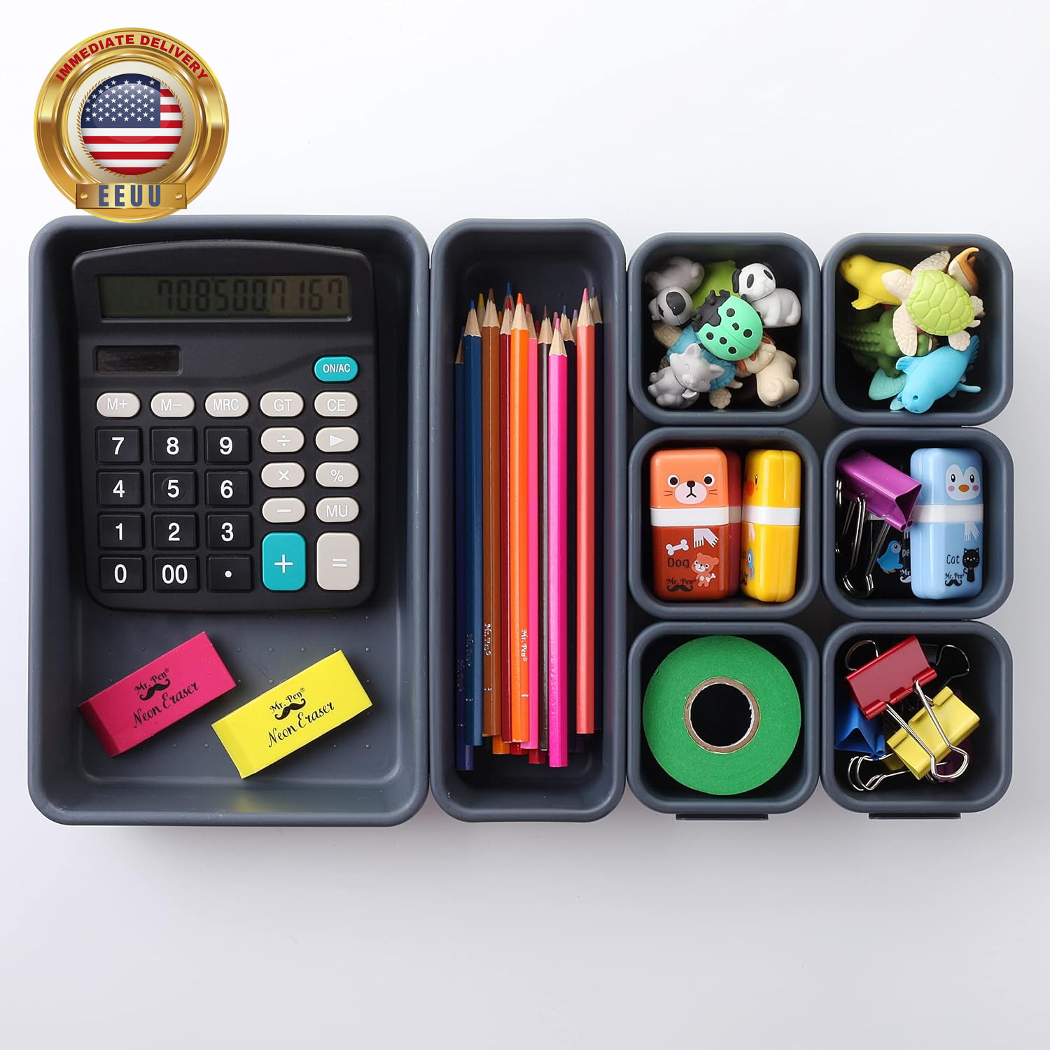 – Interlocking Desk Drawer Organizer, 8 Pcs, Drawer Organizer, Kitchen Drawer Or