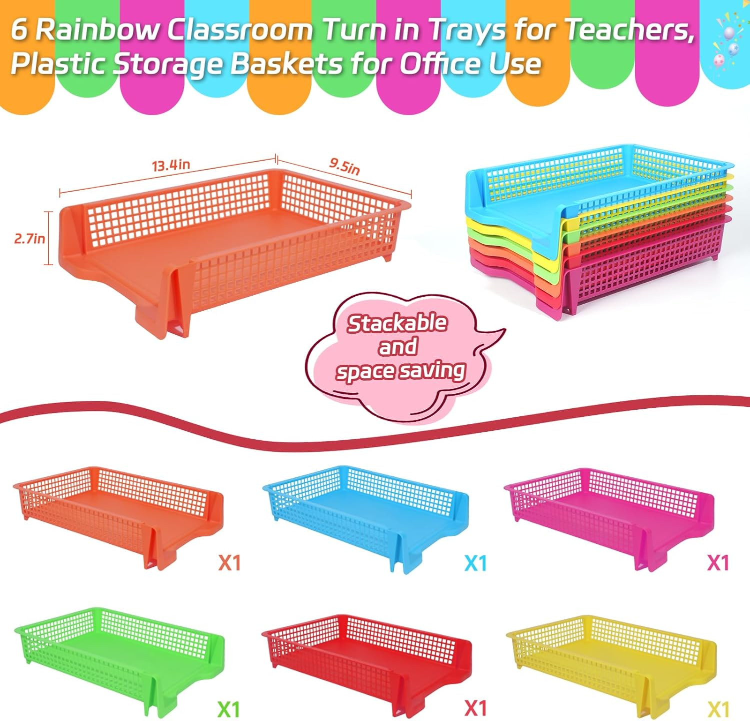 ZZYFGH 6 Pack Stackable Paper Organizers for Classroom and Office Use