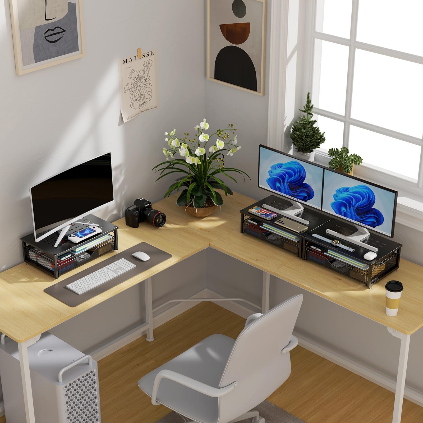 gianotter Computer Monitor Stand Riser, Desk Organizers and Accessories Black