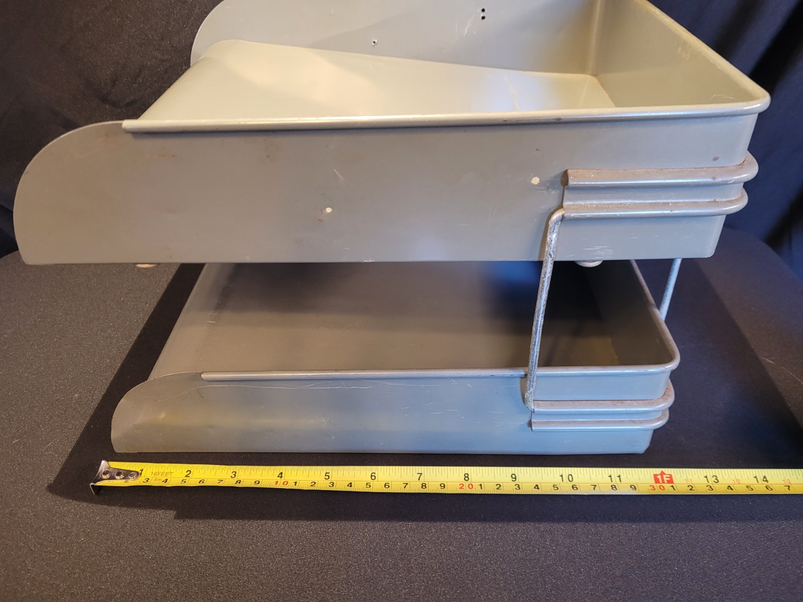 Vintage Globe-Wernicke 2-Tier Paper Tray Desk Organizer Gray Metal In/Out