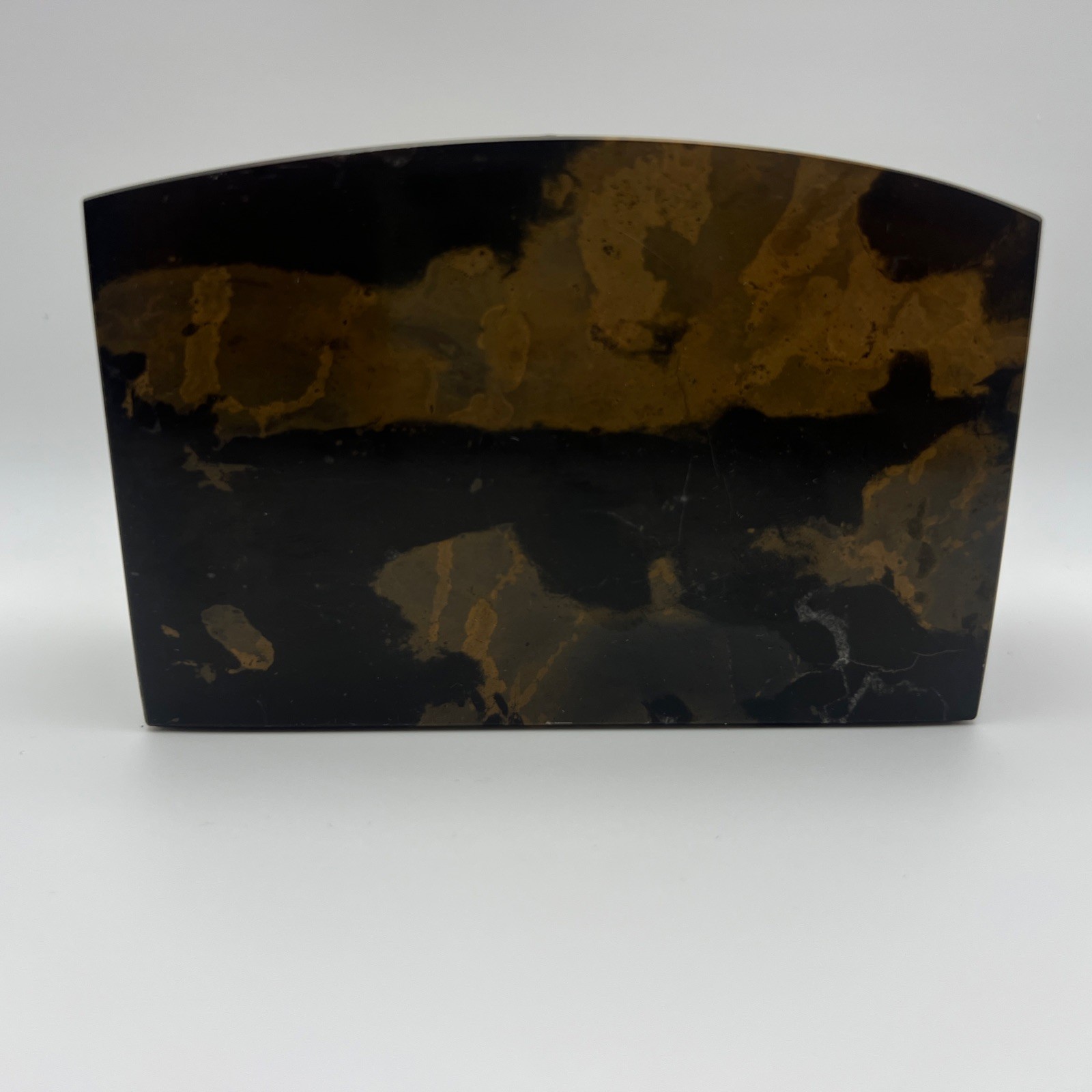 Bey-Berk Wall Street Golden Bull and Bear Tiger Eye Marble Pen Pencil Holder ￼