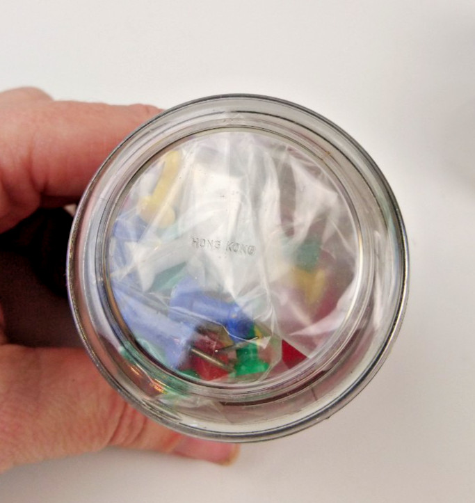 VTG 1970’s Space Age Jars With Office Supplies Acrylic Red Yellow Blue