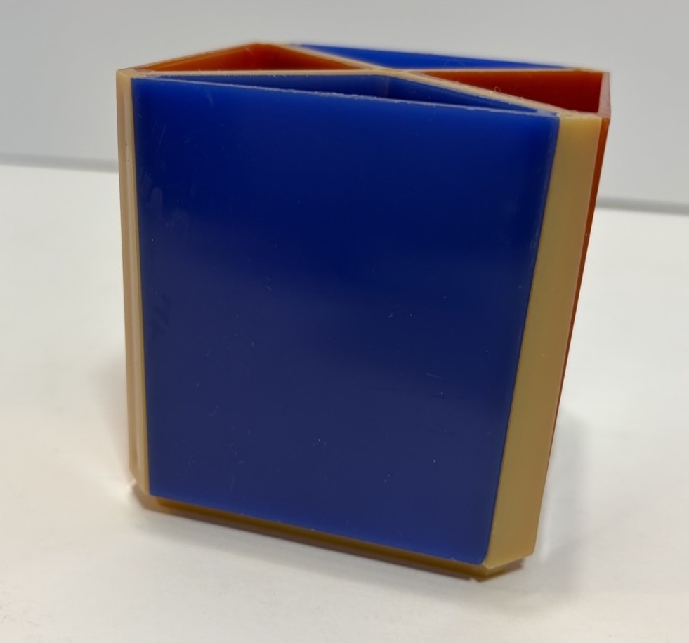 Vtg 1970s Modular Desk Caddy Cube Space Age MCM Plastic Organizer Hong Kong 3″