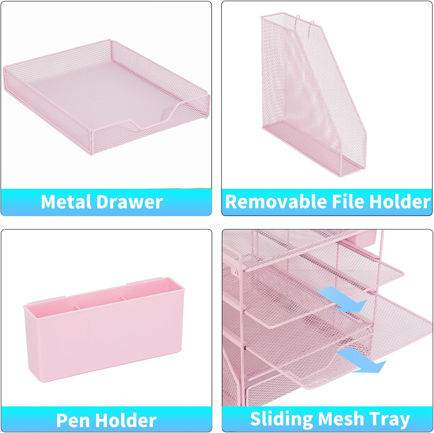 Desk Organizers and Accessories, 5-Tier Paper Letter Tray Organizer with File Ho