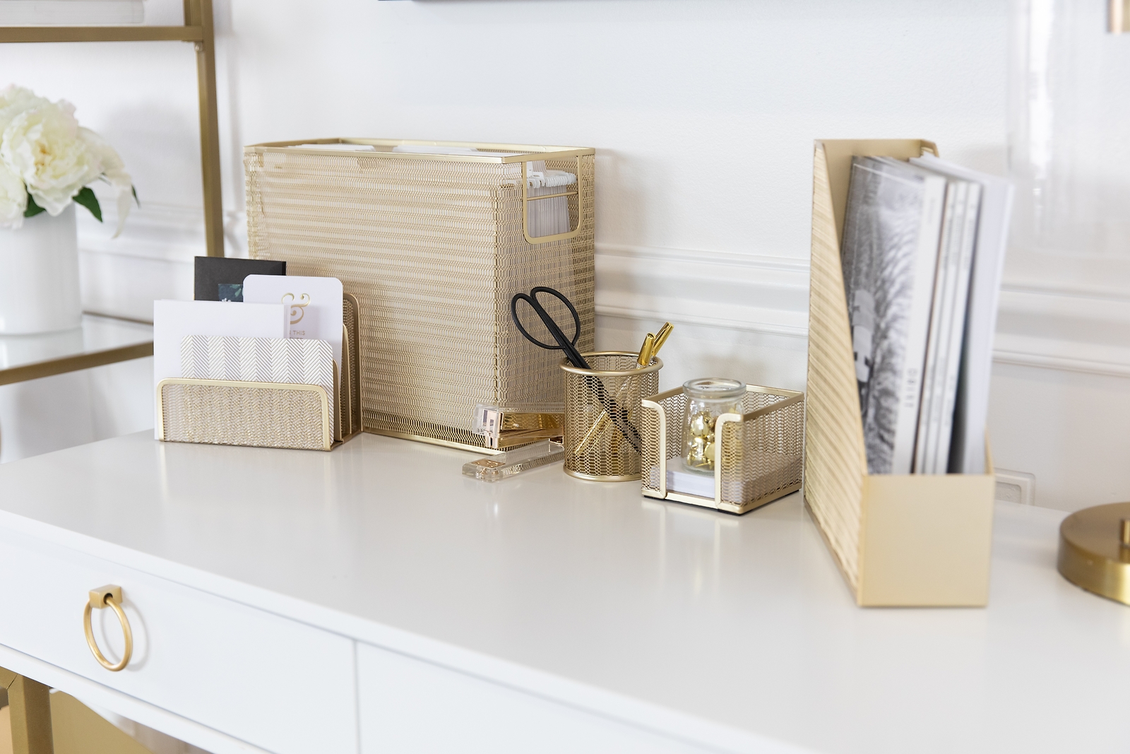 Blu Monaco Gold 5 Piece Cute Desk Organizer Set