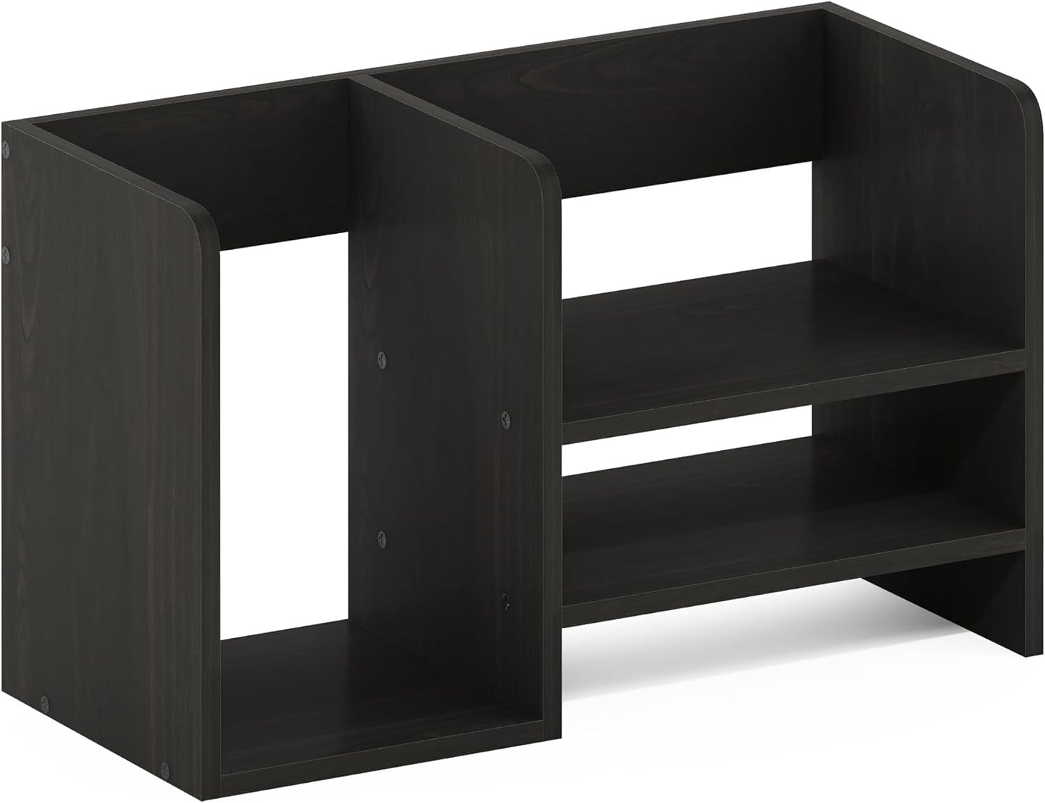 Hermite Wood Desktop Book and Home Office Supplies Storage Organizer, Espresso