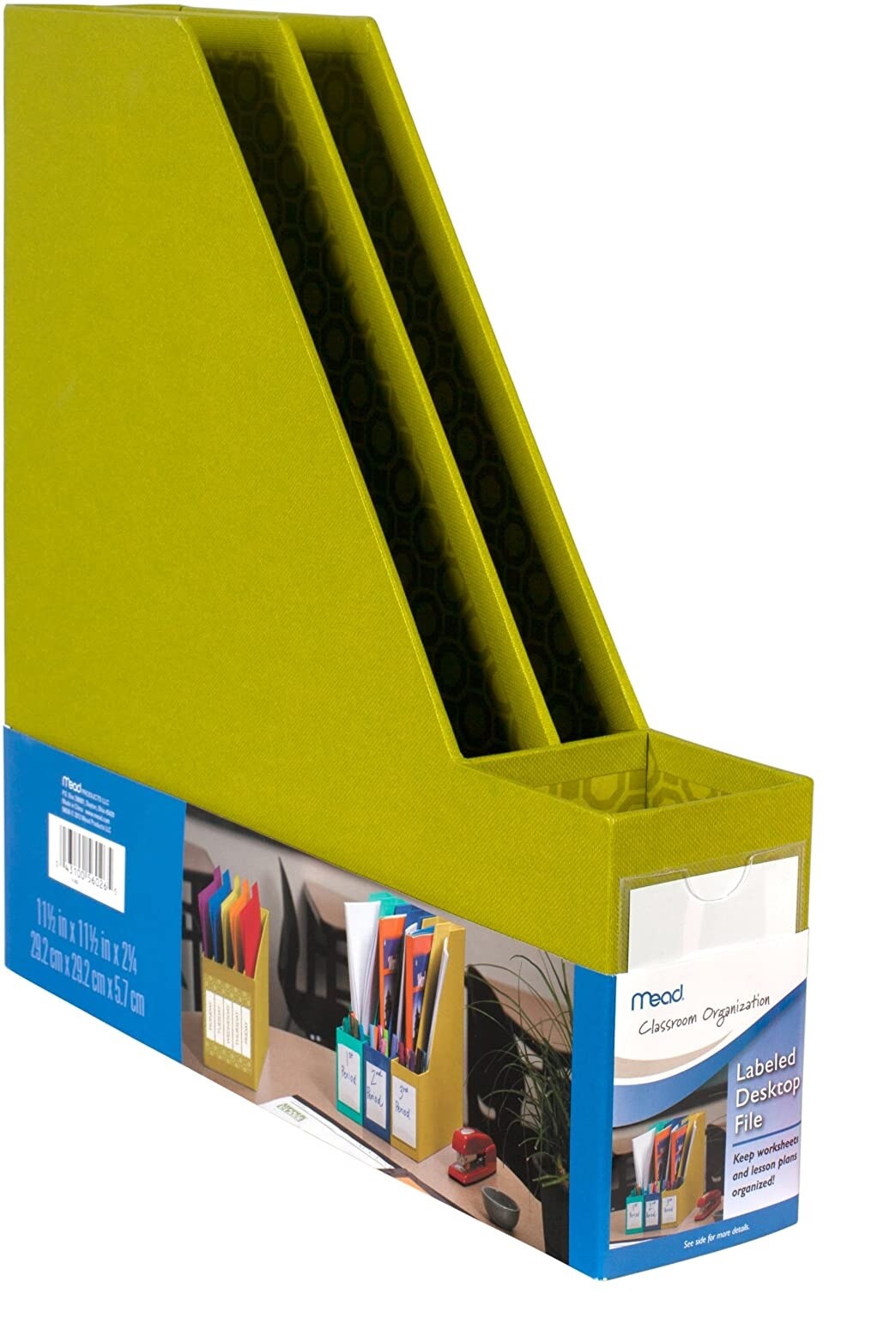 Mead Labeled Desktop Organizer File, Green, 2.63″ x 11.63″ x 11.63″