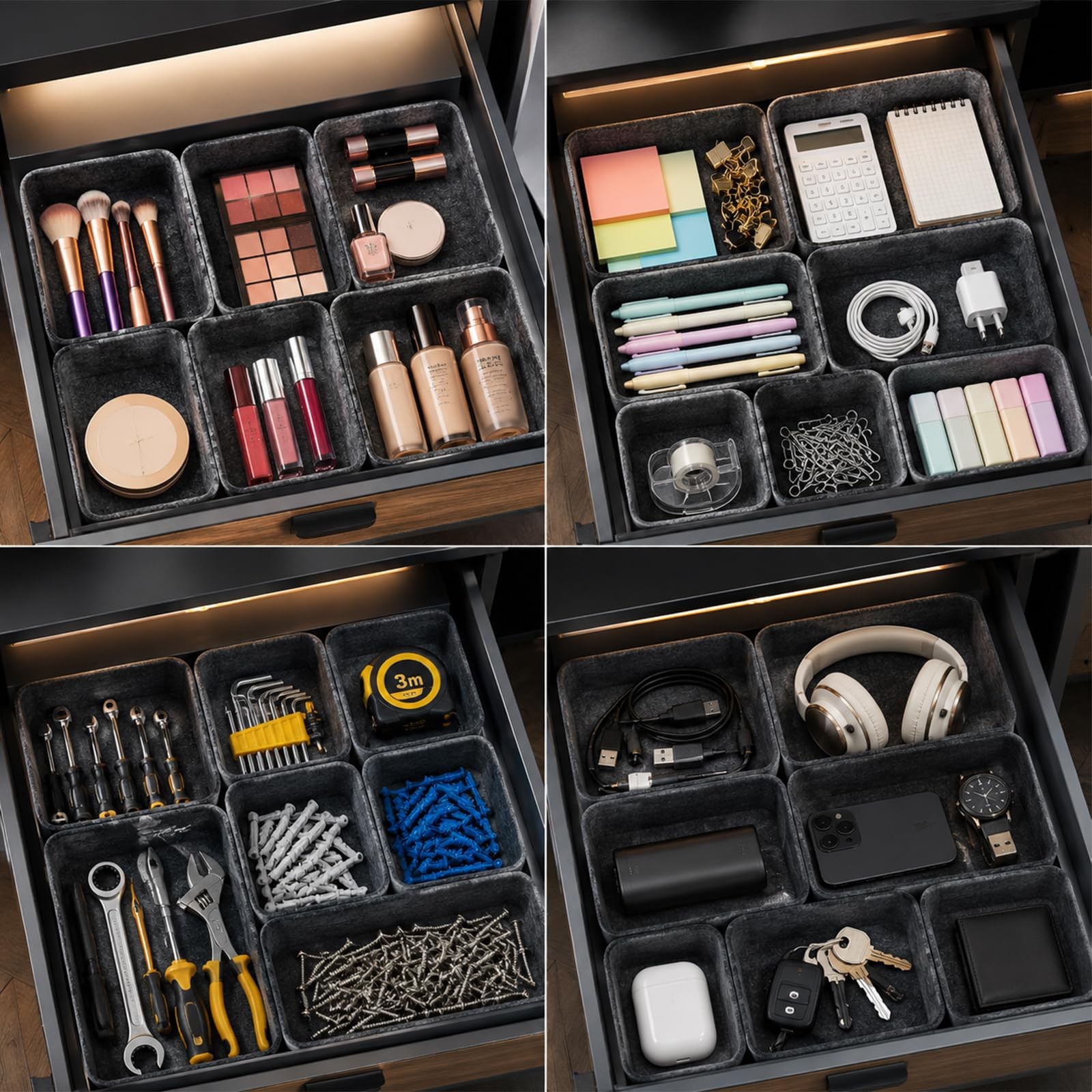 7 Pack Drawer Organizer Compatible with Ikea Alex Drawer Unit, Felt Desk and …