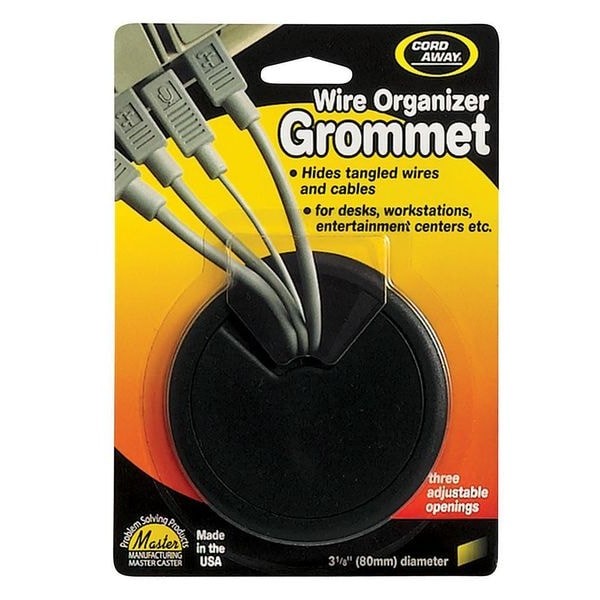 Master Caster 00203 Grommet, Desk, 3 1/8 In Dia, 1 1/8 In H, Blk