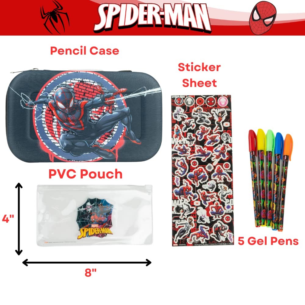 Marvel Avengers Spiderman Pencil Case Set with Stickers and Gel Pens for Kids…