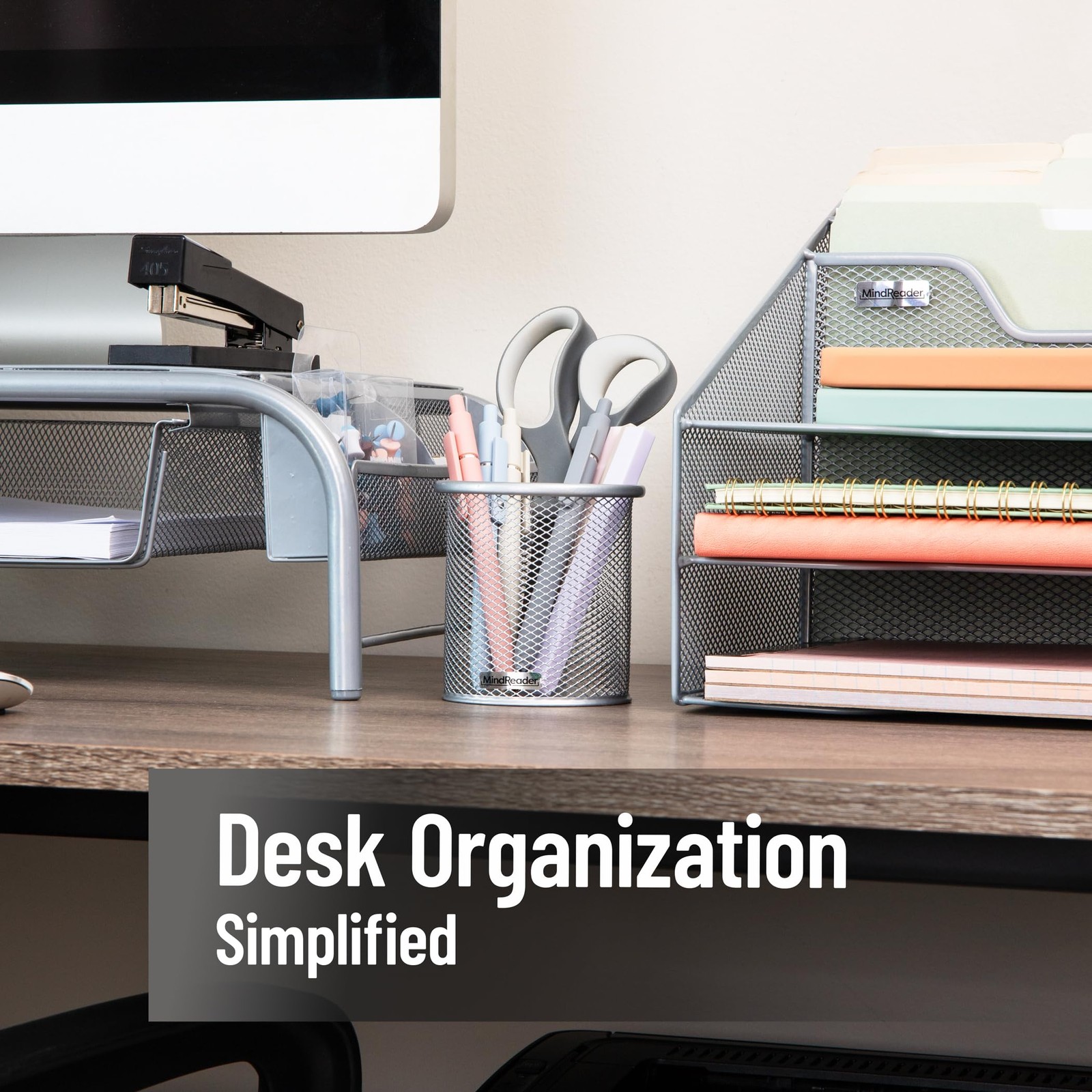 Pen and Accessories Holder, Desktop Organizer, Office, Metal Mesh, 3.5″L x 3….