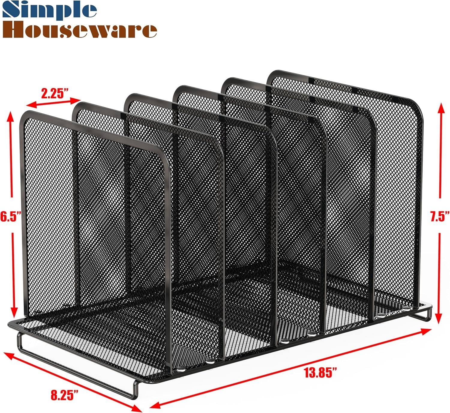 Expandable 5 Section Upright File Sorter Organizer, Black