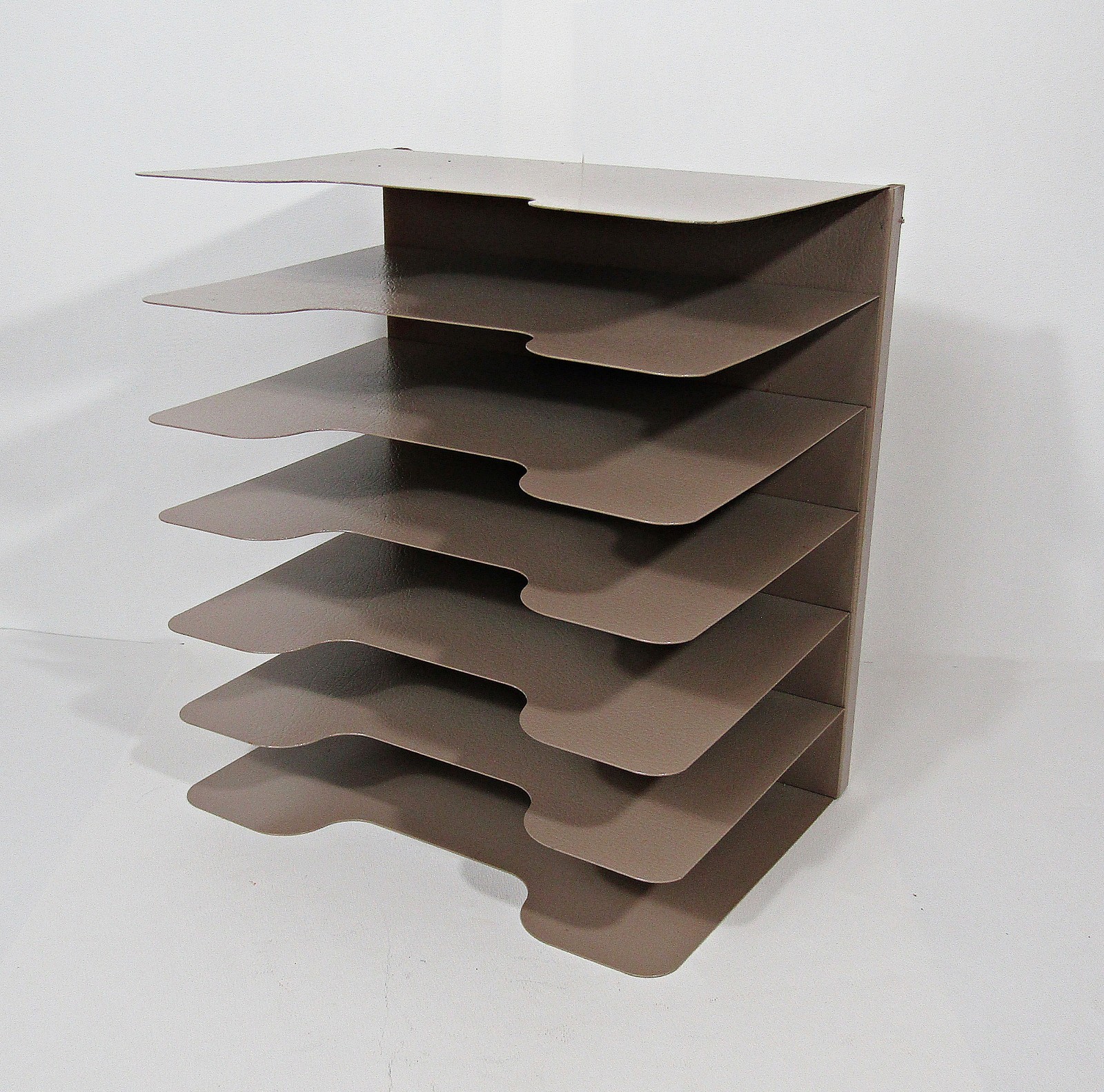 Vintage Wall-Mount Steel Letter File Organizer – 7-Tier Taupe Desk/Office