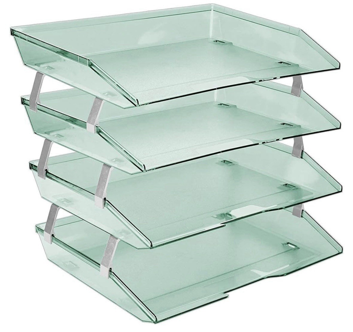 Green 4 – Tier Side Load Letter Tray Facility Desktop File Organizer Letter Size