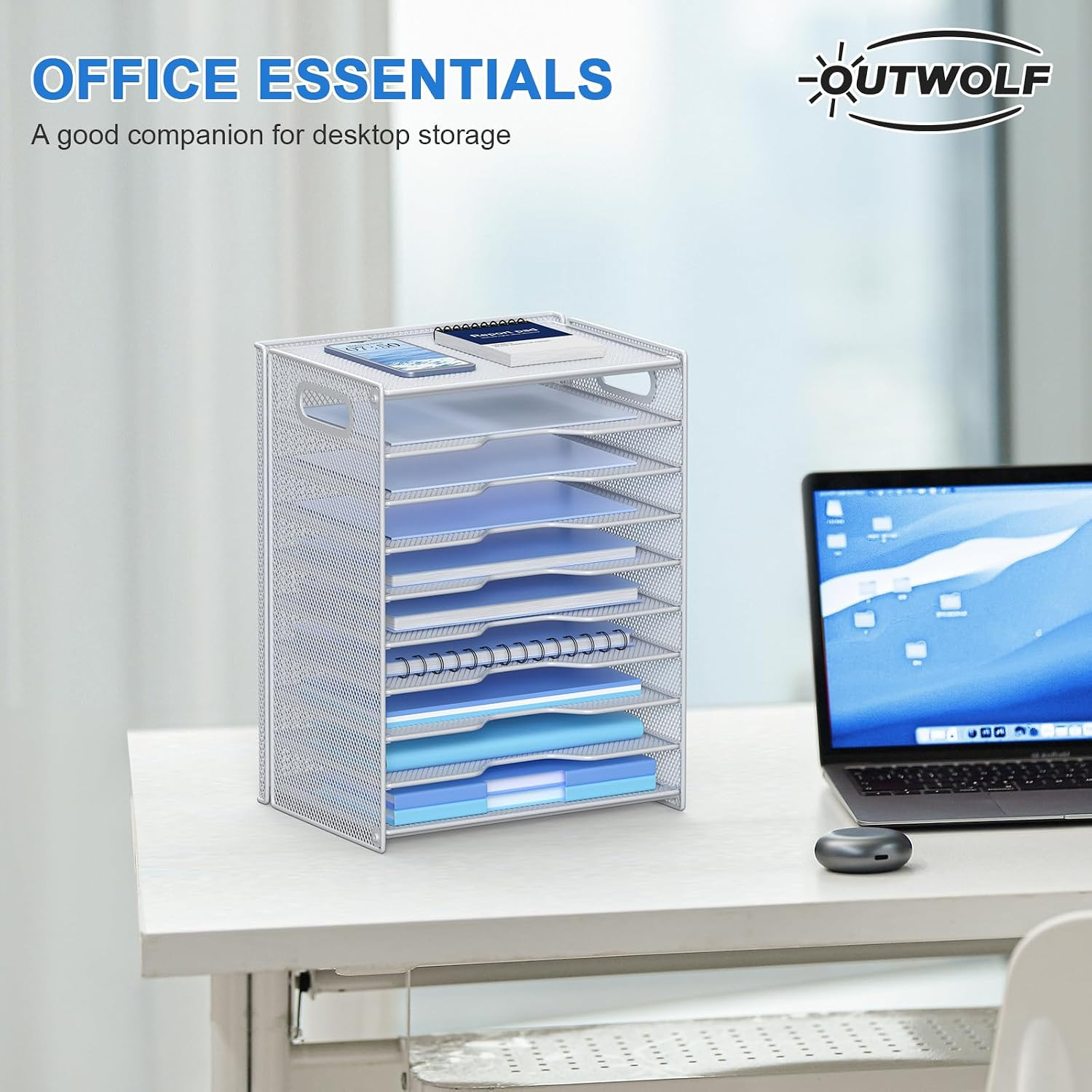 10 Tier Paper Organizer – Letter Tray Mesh Desk File Organizer