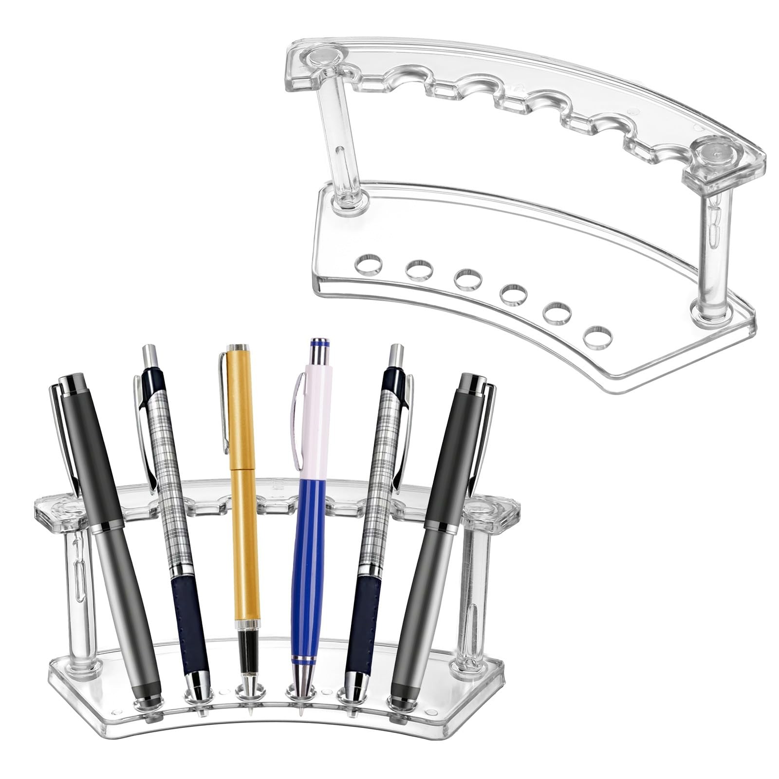 2 PCS Pen Display Stand, Fountain Pen Holder, Plastic Display Rack 6-Slot Pens A