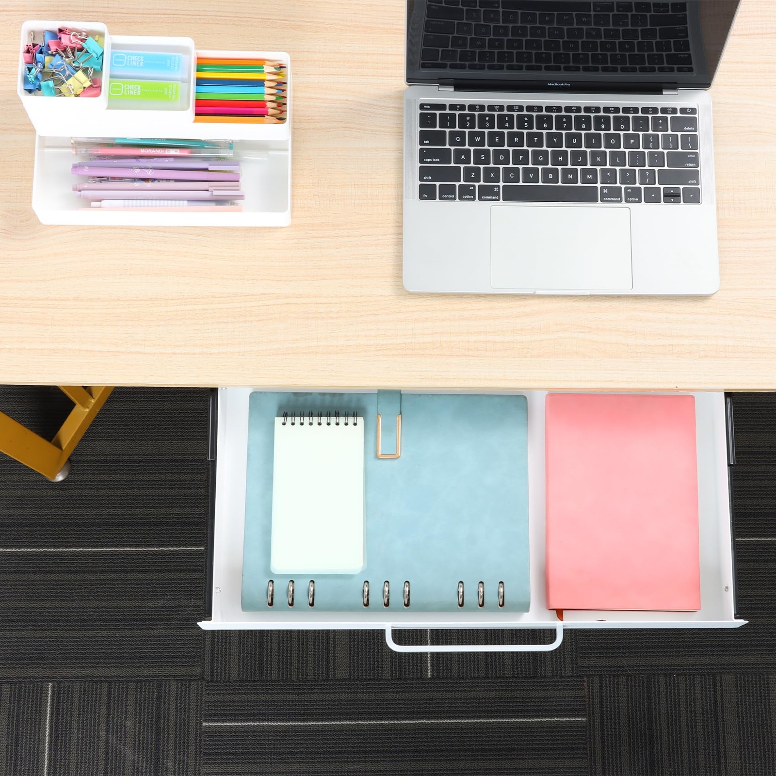Osteed Under Desk Drawer White 21 4 Divider Trays Under Shelf Pencil Drawer