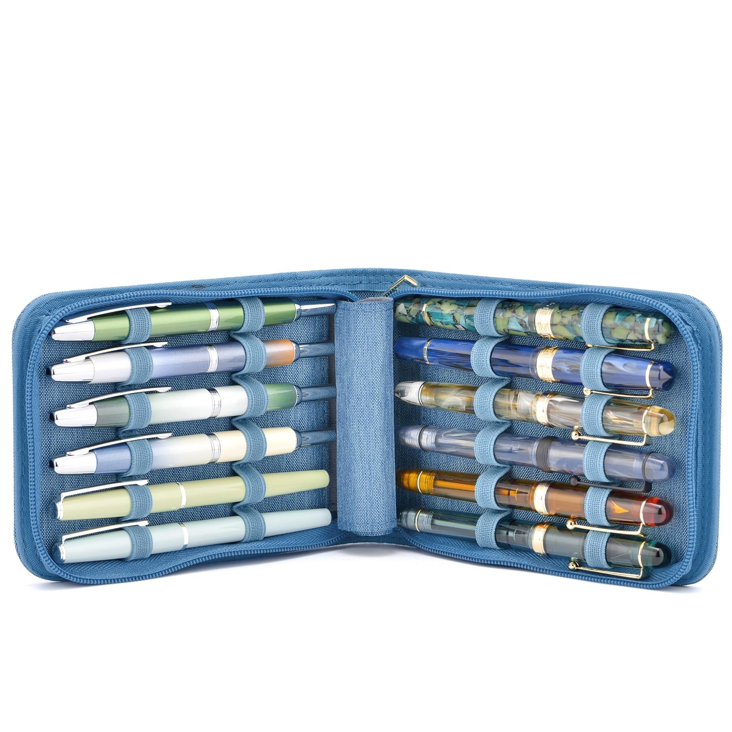 12 Fountain Pen Case, Rollerball Pen Case Blue Color, Waterproof Canvas Pen D…