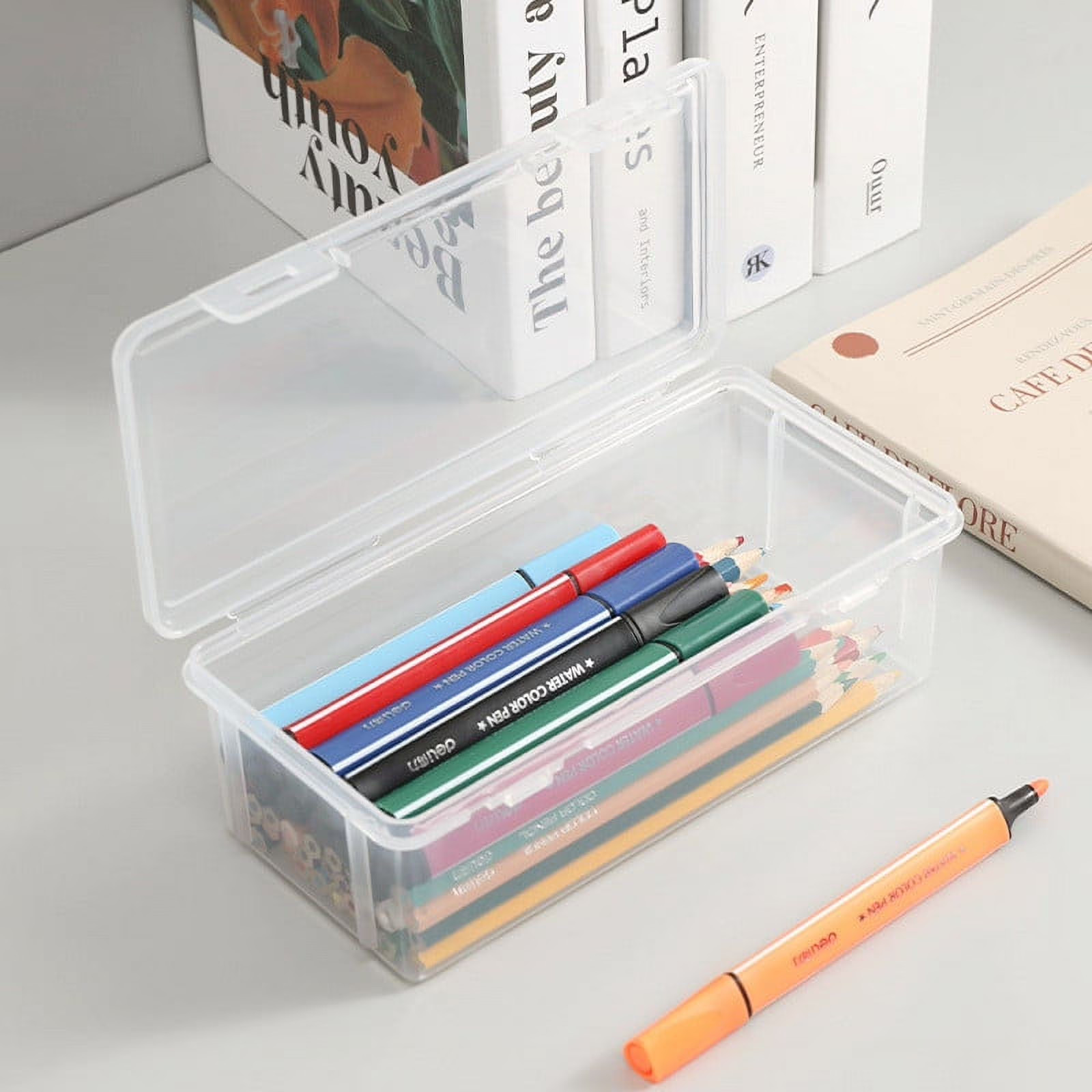 Extra Large Stackable Pencil Box – Clear Plastic Organizer for Pens, Markers, Cr