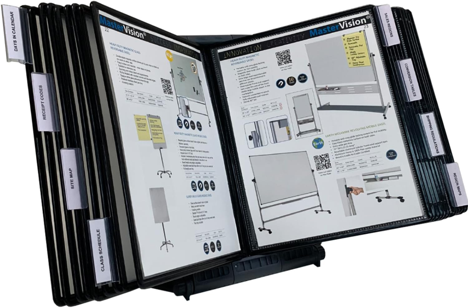 Adjustaview 20-Pocket Desk Reference Organizer with Easy-Load Pockets and Compac