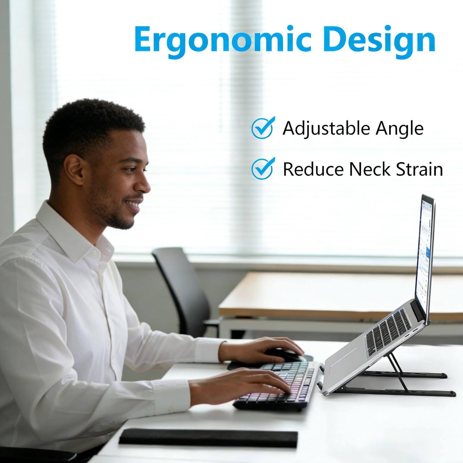 GcwJovialite Ergonomic 7-Levels Angles Adjustable Laptop 10-17Inch, Black