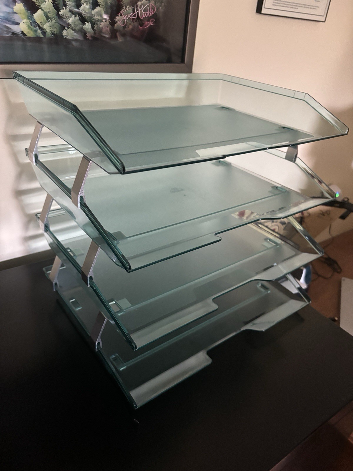 Green 4 – Tier Side Load Letter Tray Facility Desktop File Organizer Letter Size