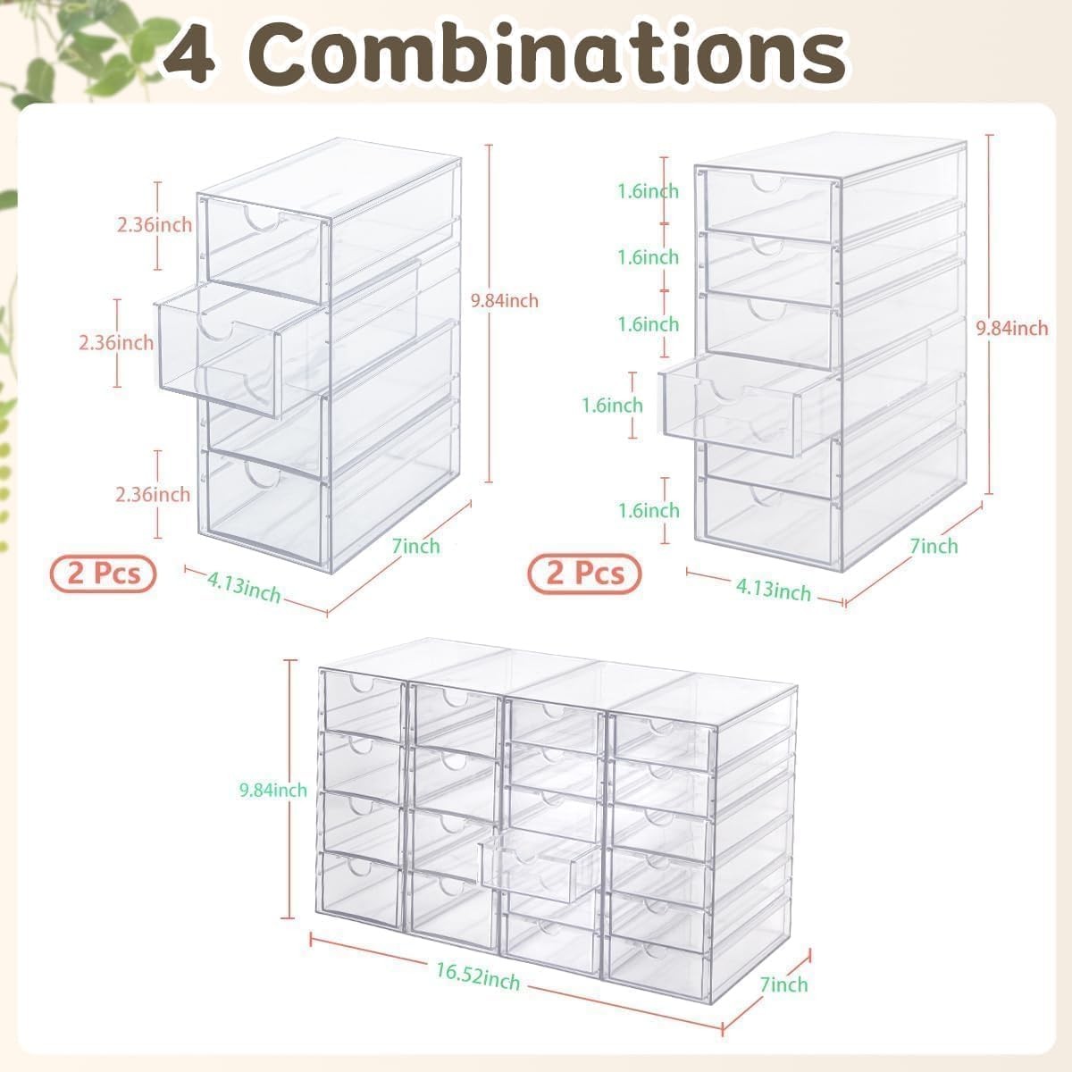 Acrylic Drawer Organizer, 20 Drawers, Clear Desktop Storage for Office & Craft