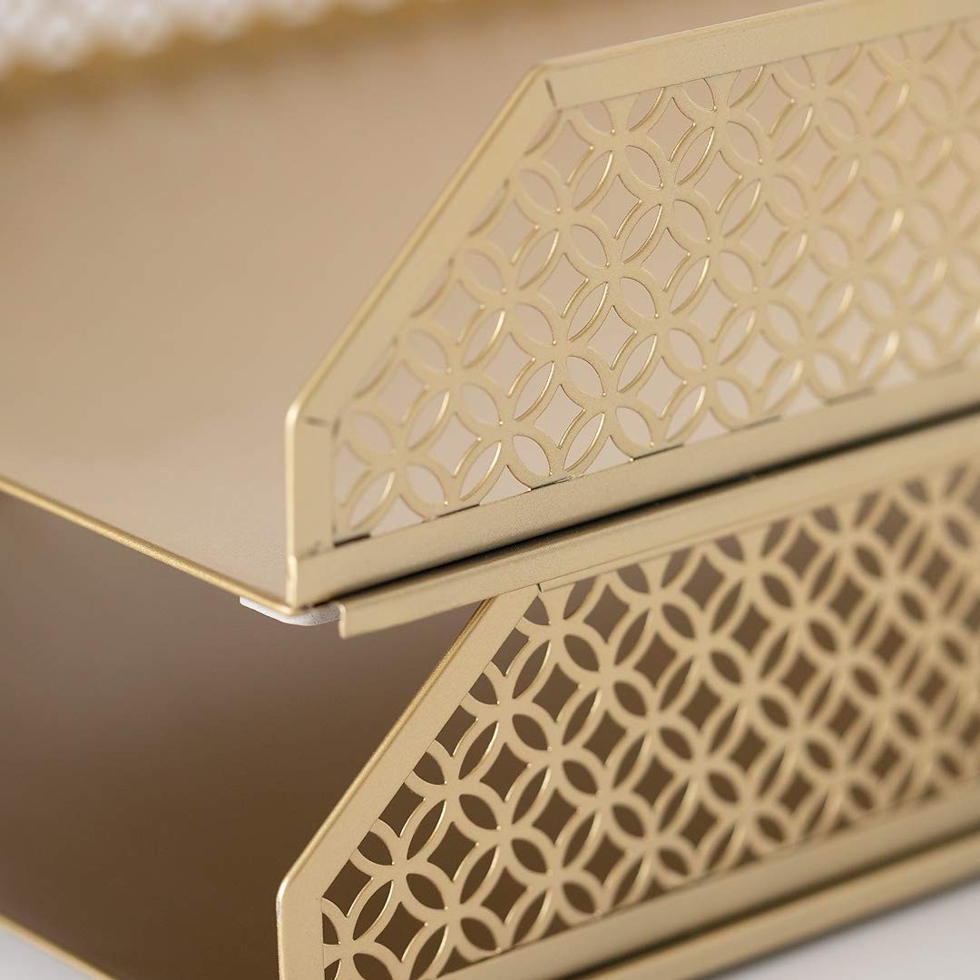BLU MONACO | Paper Tray Stackable Gold Set of 2 | Stackable File Trays for De…
