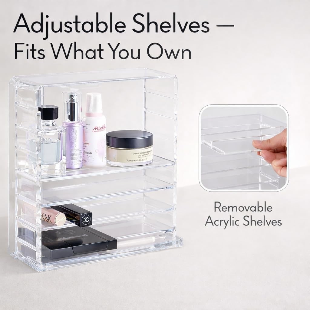 Makeup Organizer for Eyeshadow Palette Organizer, 8 Section Clear