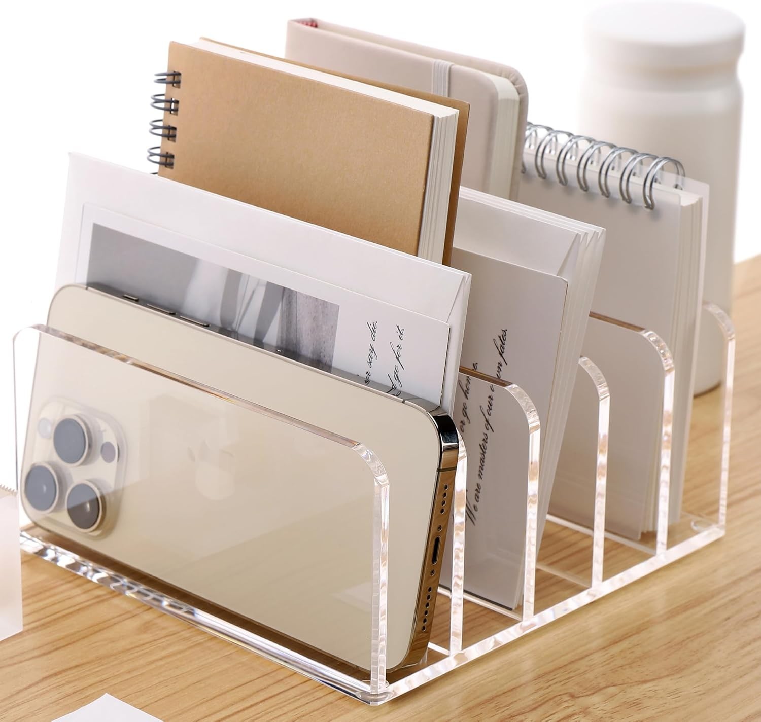 Acrylic Desk Organizer, 5 Compartments Mail Organizer,Small File Holders Lett…