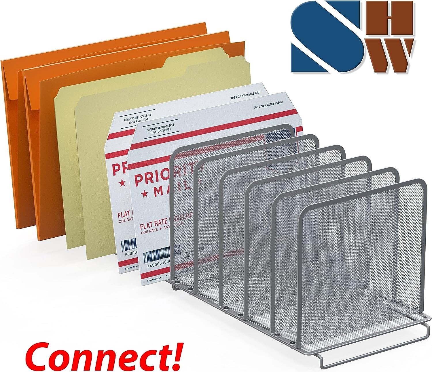 Sturdy Expandable 2 Pack Silver File Sorter Organizer – Steel Mesh – Desktop