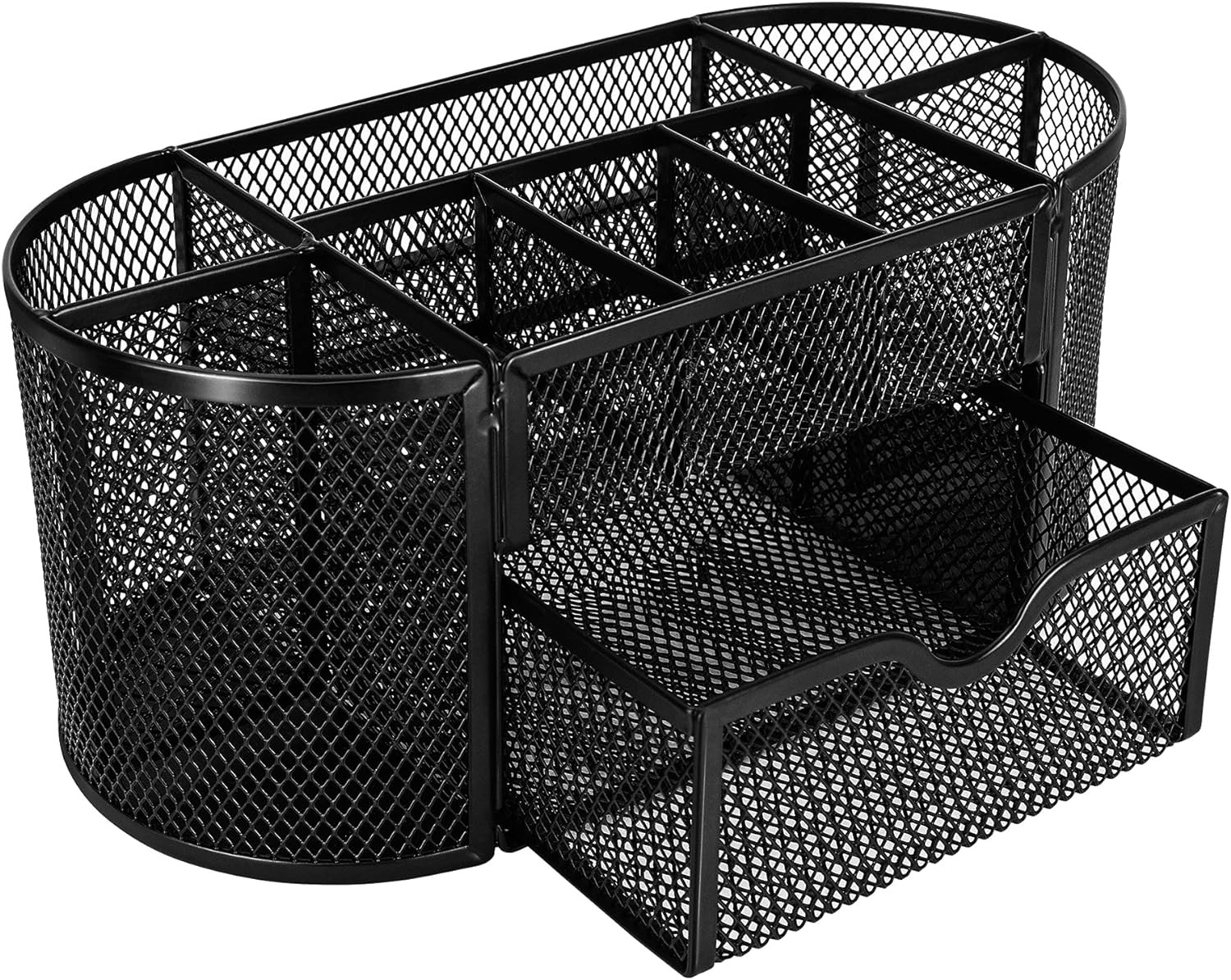 Mesh Desk Organizer with Pen Holder, Pullout Drawer and Office Caddy Storage, 9.