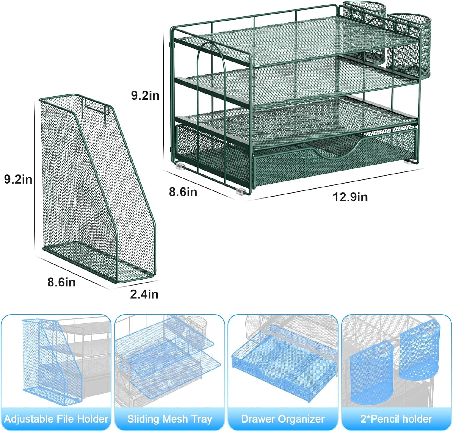 Gianotter 4-Tier Desk Organizer with Drawers, File Holders, Letter Trays and Pen